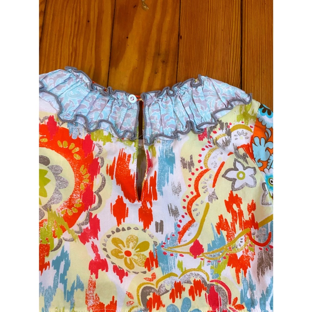Sage & Lilly Girls Orange Paisley Floral Ruffle Boutique Dress Long Sleeve Sz 5 - Picture 10 of 10